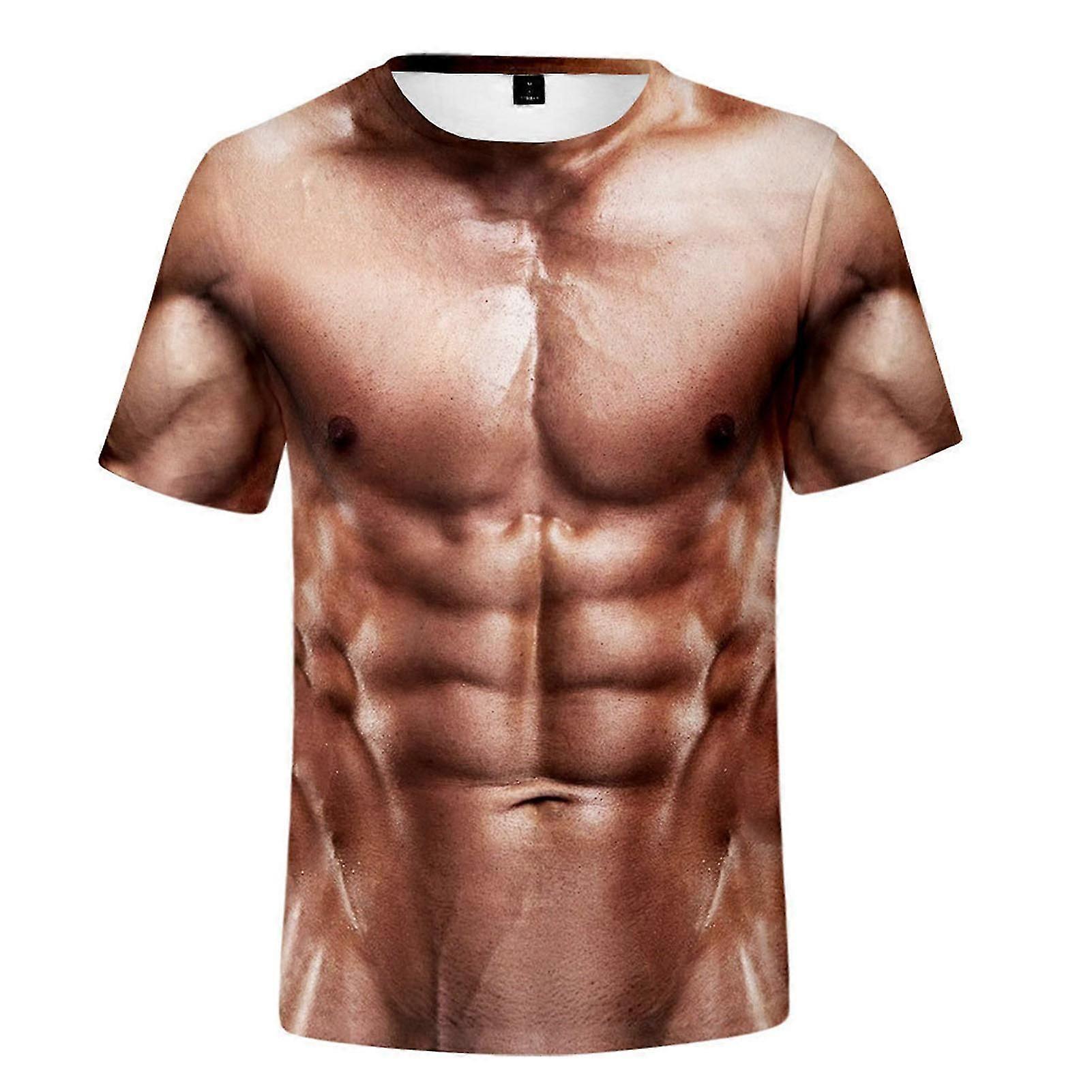 Simulation Muscle 3d Printed T-shirt Short Sleeves Round Neck Tops Creative