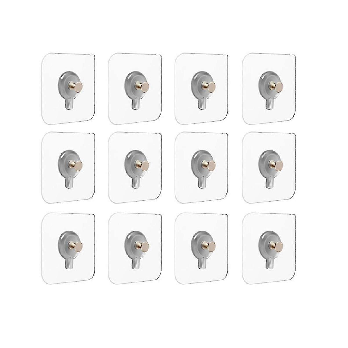 12Pcs Adhesive Wall Screws Hanging Nails Wall Hook Self Adhesive No Drilling Non-Trace Kitchen Wall
