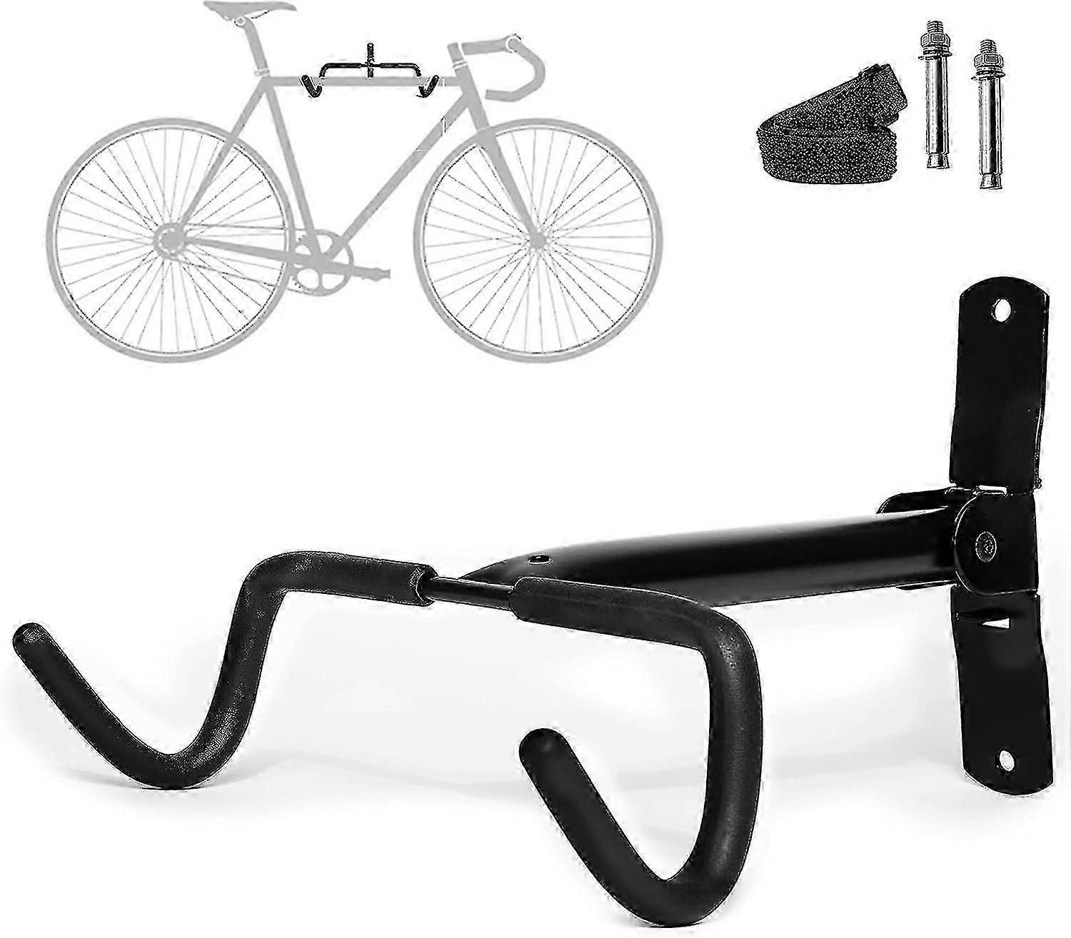 Foldable Wall Mounted Bike Rack, Core Black - Space Saving with Foam Padded Frame Protection