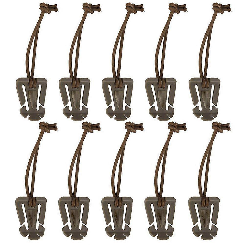 10pcs Molle Web Dominator Buckles Strap Clip Belt Keeper Tactical Strap Management Tool with Elastic String for Backpack Webbing (Mud Color)