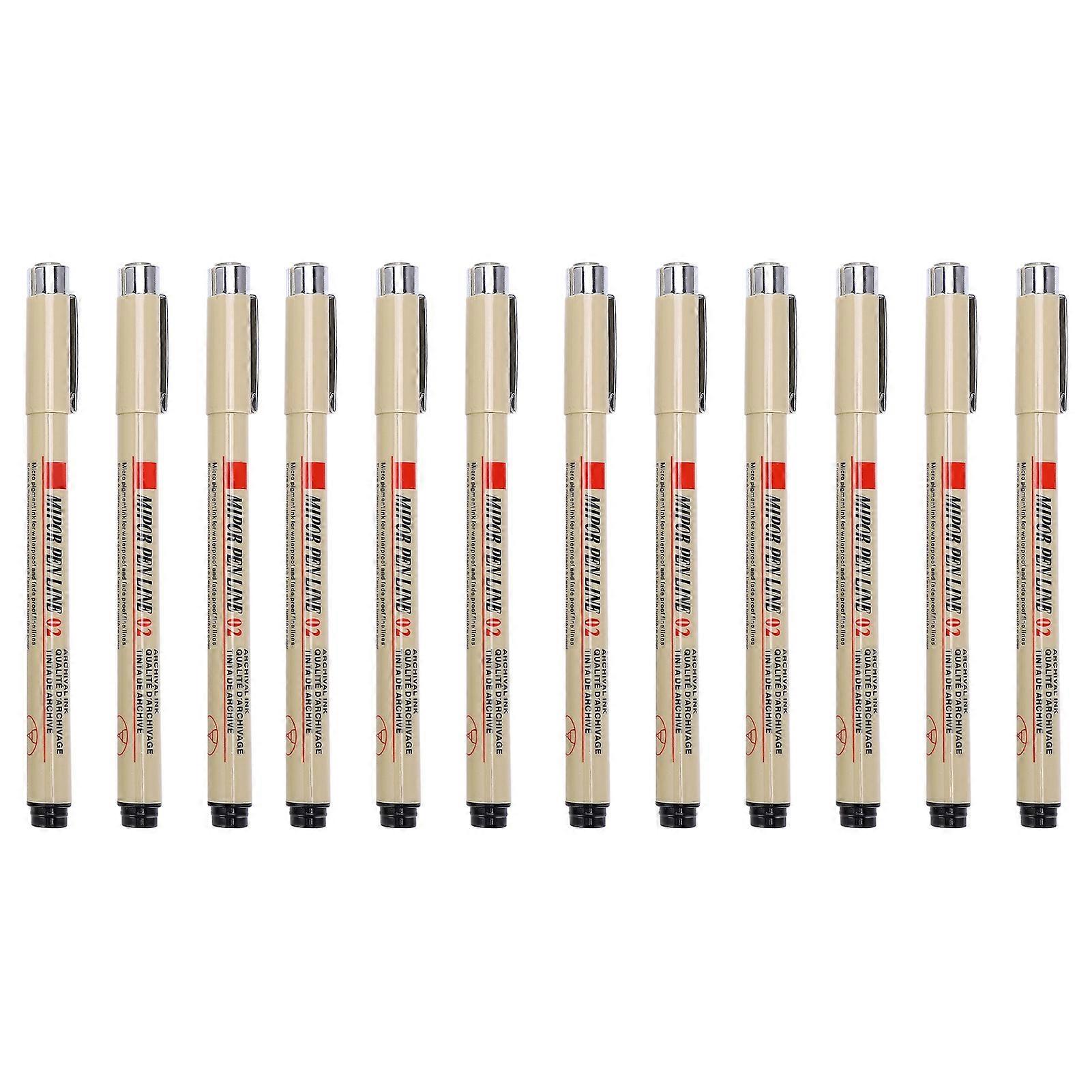 12Pcs Micro Line Pens Quick Dry Waterproof Colorfast Line Drawing Pen for Drawing Writing Product Architectural Design