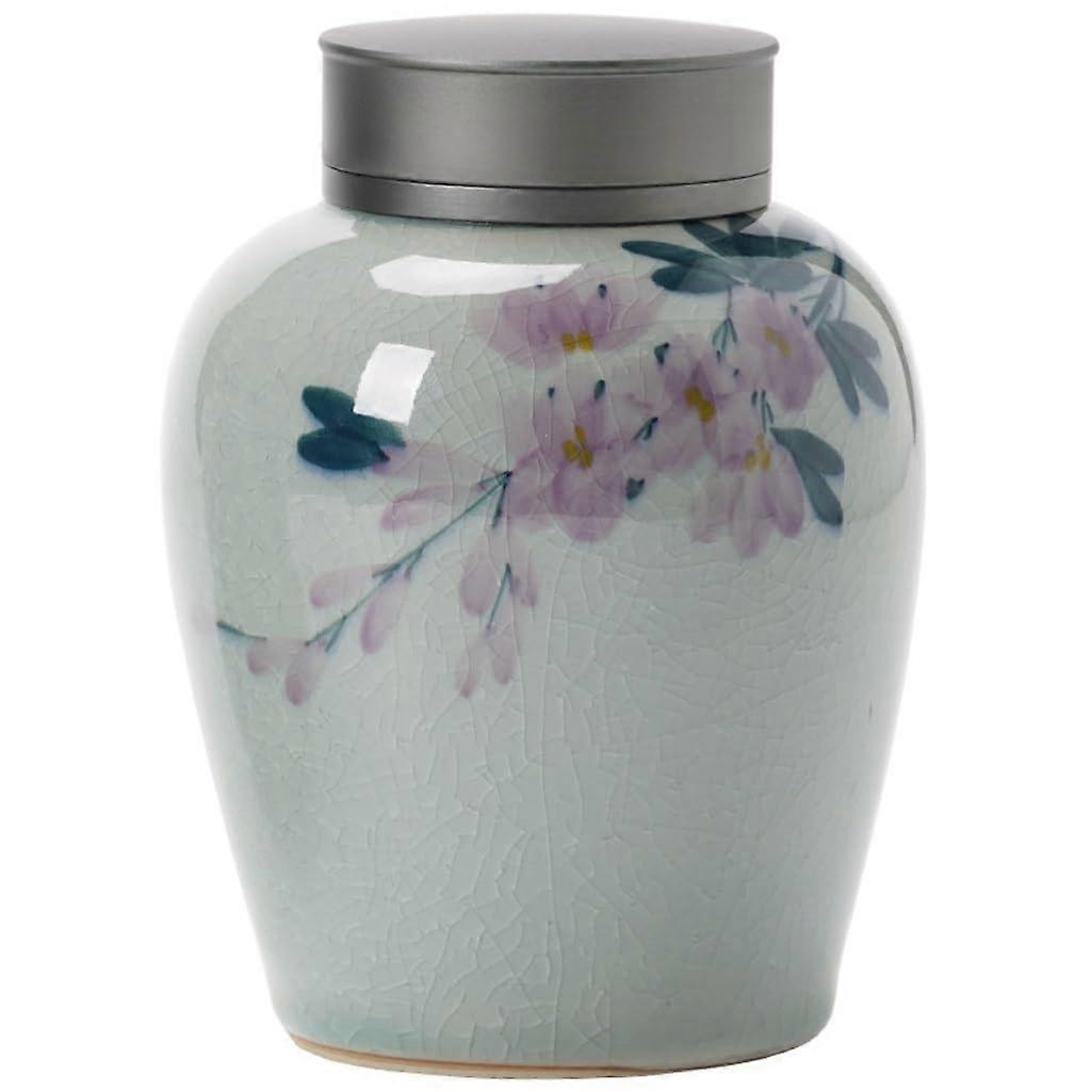 Hand-Painted Ceramic Tea Canister Small Size for Flower Tea Storage Home Decor Kitchen Accessory