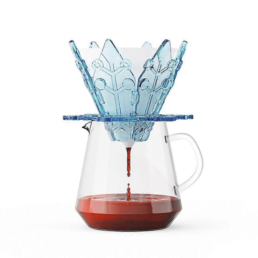 Detachable Cute Snowflake Style Pour Over Coffee Filter Foldable Portable Dripper for Home Office Travel Sky Blue