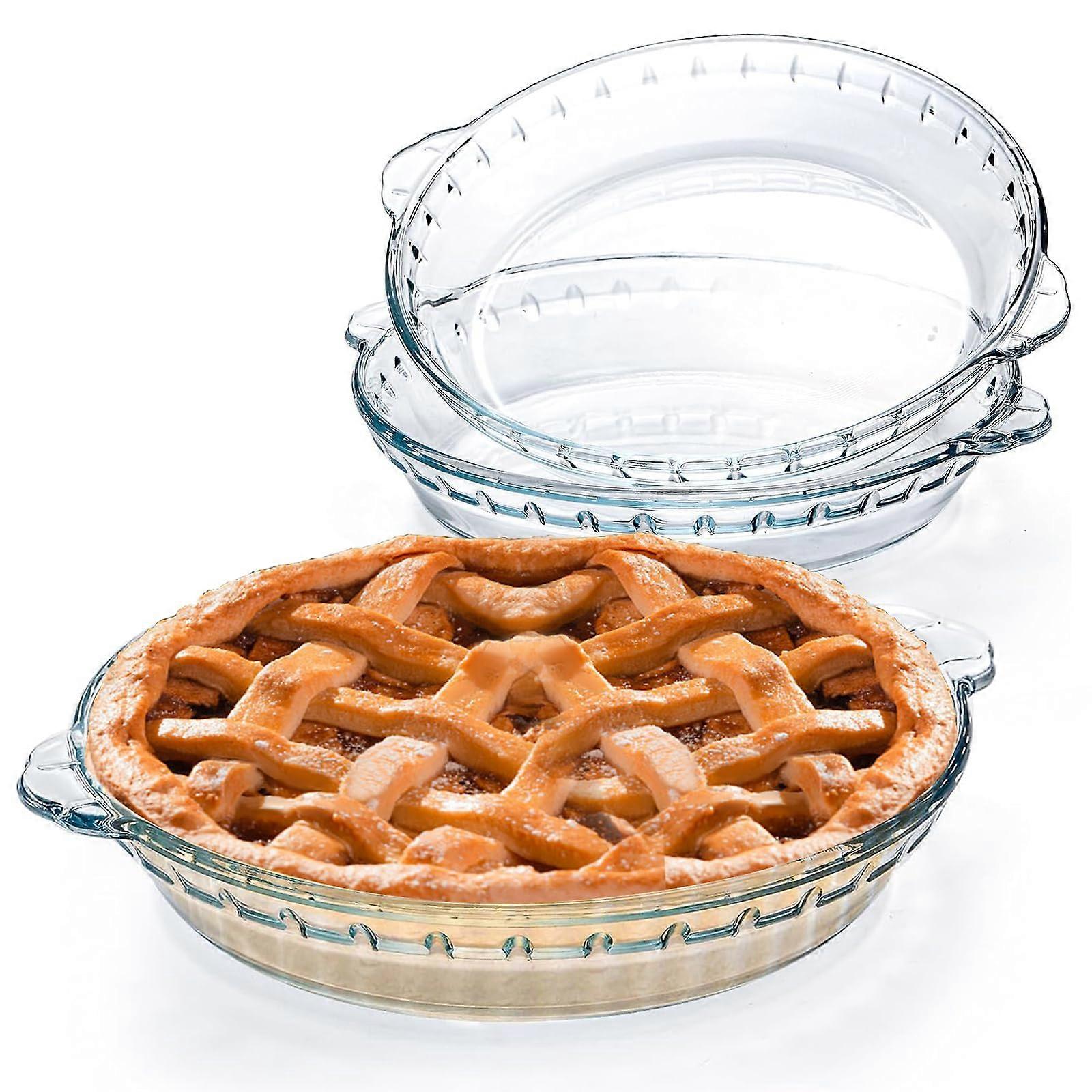 3 Pack Clear Glass Pie Plate for Baking and Serving 7 Inches