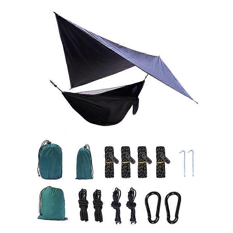 Camping Mesh Hammock Canopy Hanging Double Hammock with Mosquito Net and Rain Fly Tarp Outdoor Portable Hammocks