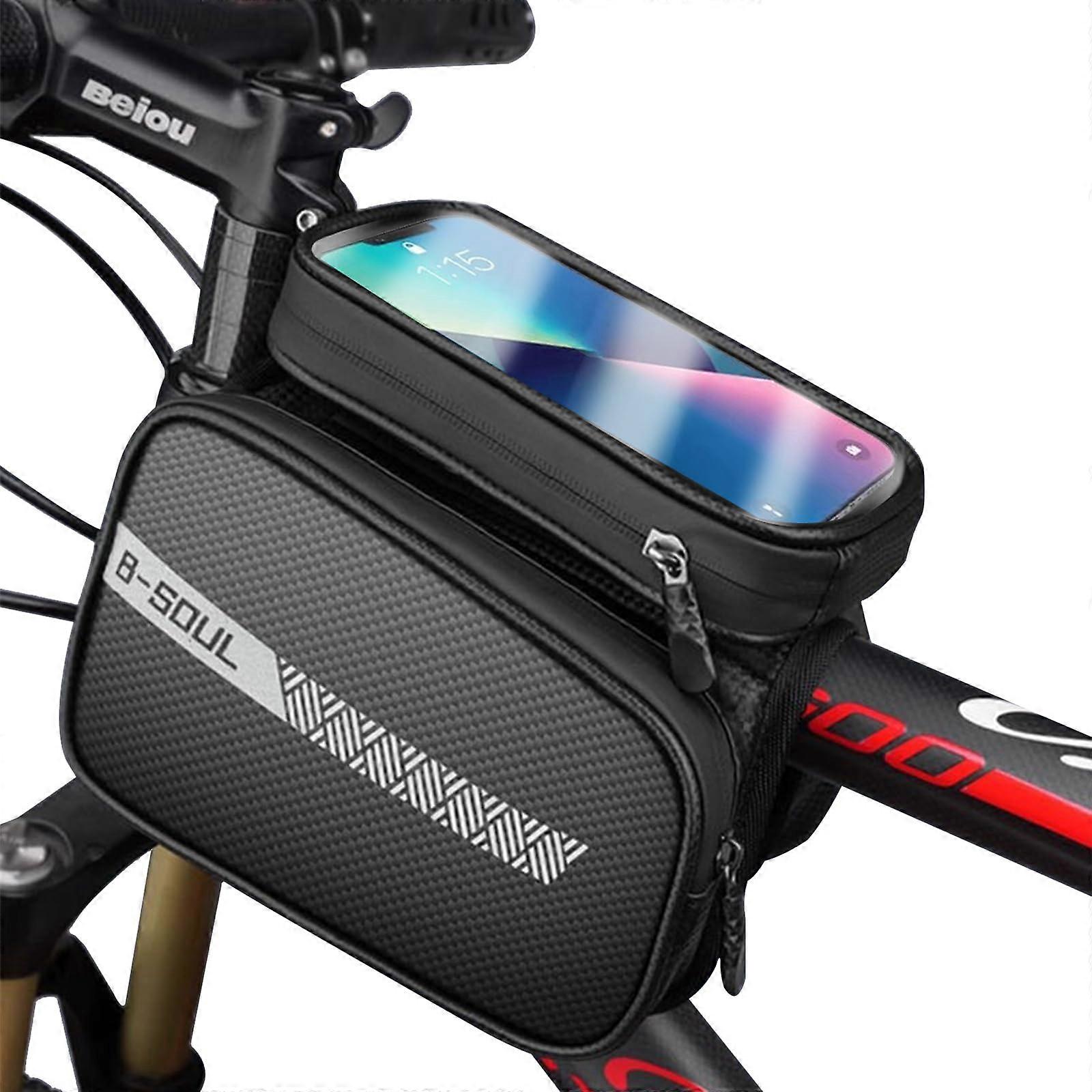 Bike Frame Bag, Waterproof Phone Holder for Bikes, TPU Touch Screen, Large Capacity for Phones Under 6.9 Inches