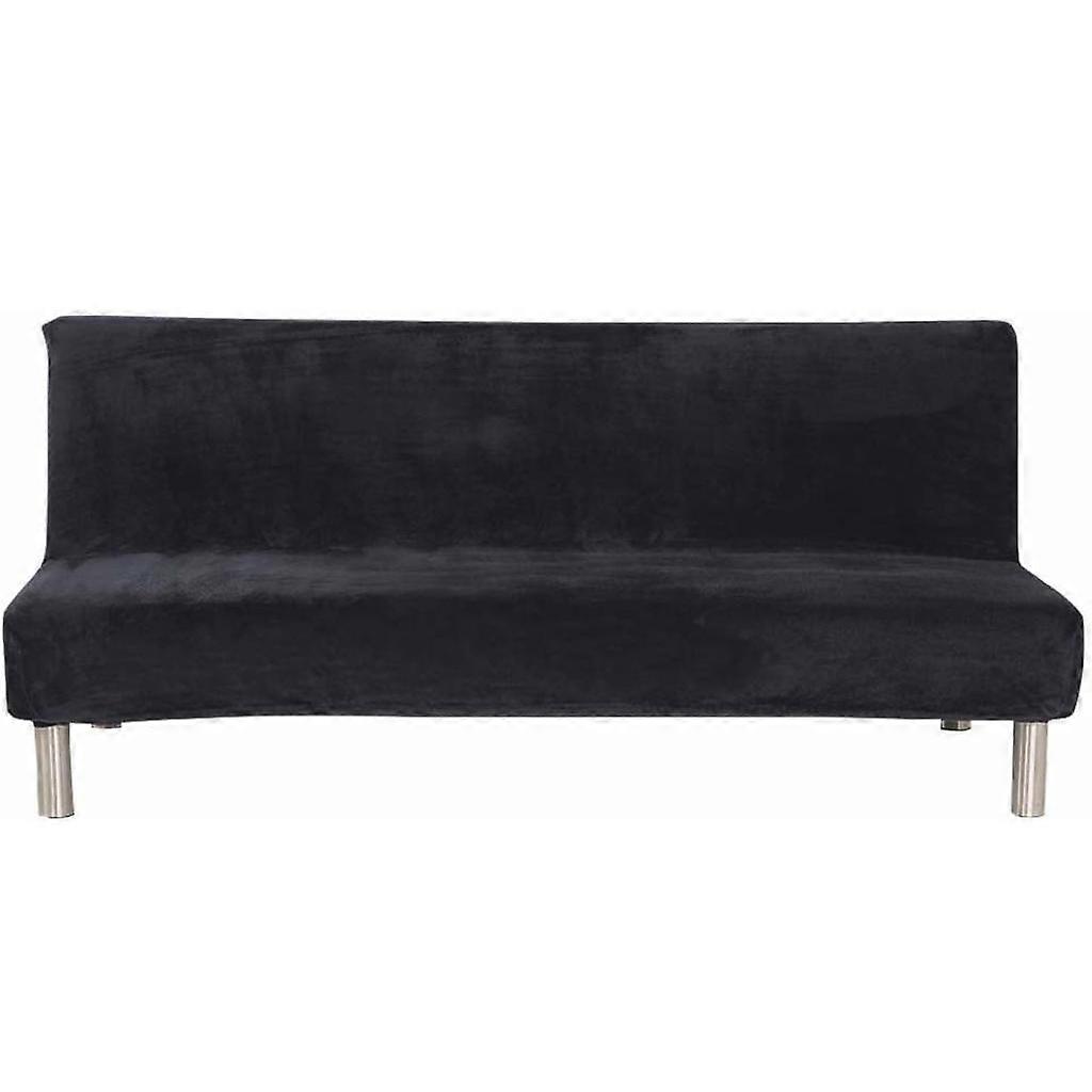Thickened Sofa Cover Full Cover - Plush Black - Sofa Bed Queen Size (L)