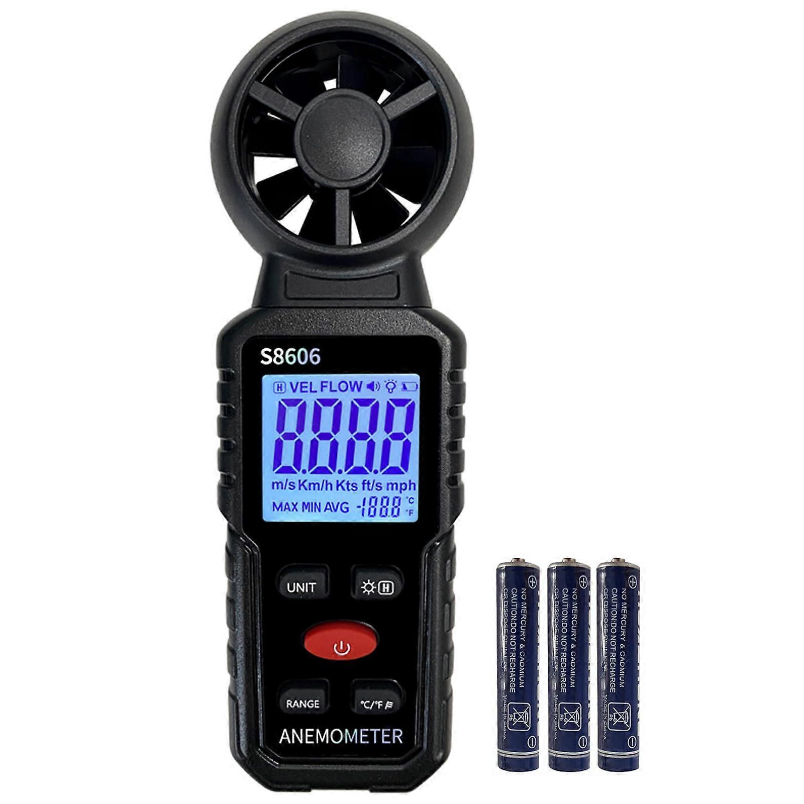 "1 in 1 Handheld Anemometer Wind Speed Meter Level Tester Air Flow Temperature Measurement Device Outdoor Use"