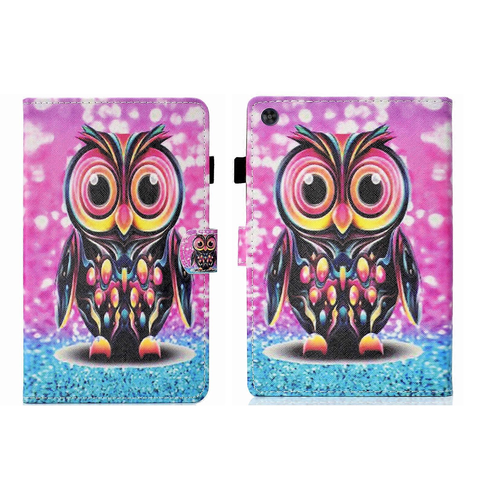 Gekleurde tekening stiksels Flip PU tablethoes met slaap- / wekfunctie