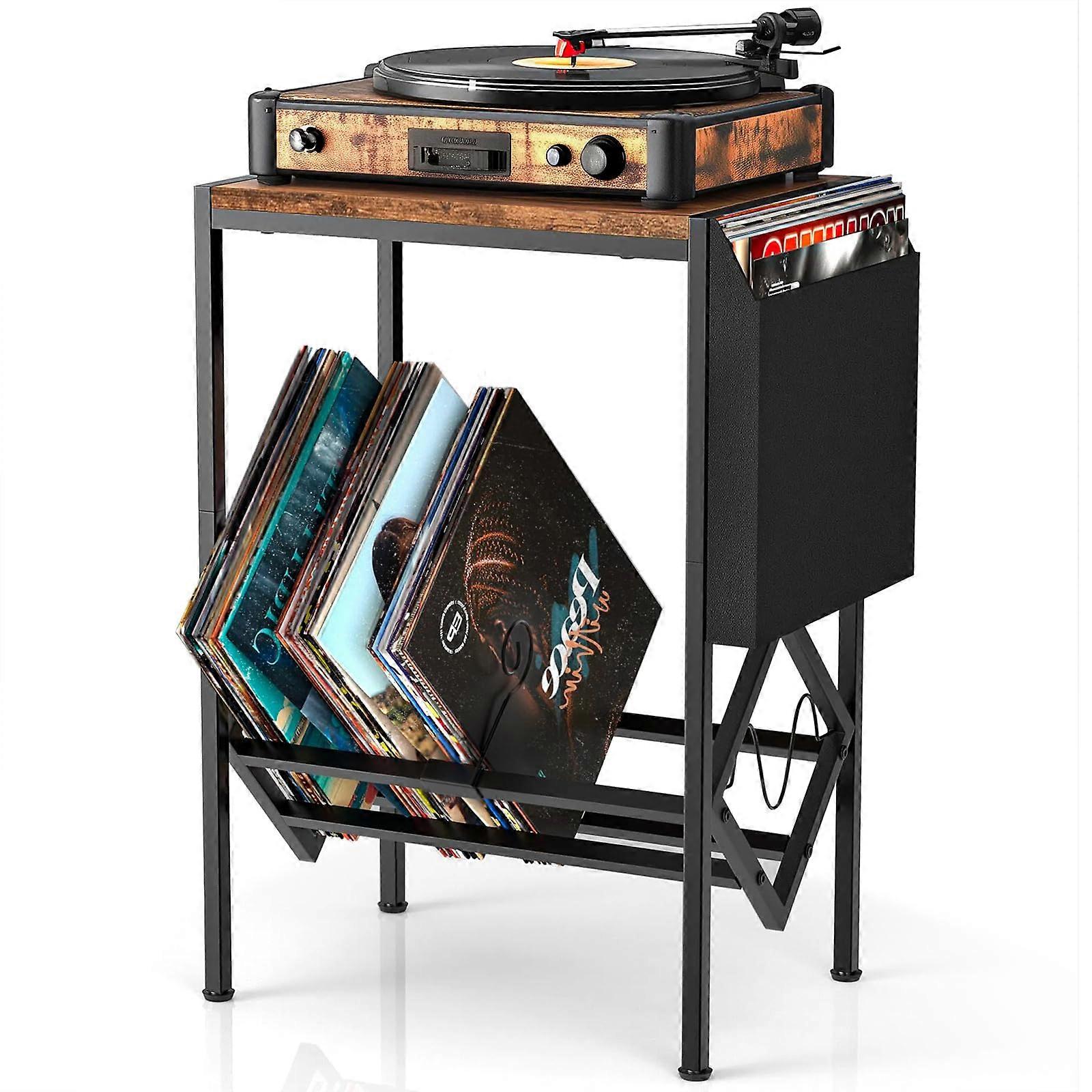 Record Player Stand, 2Tier Vinyl Record Storage Holder Rack, Record Player Table Storage Up to 80 Albums