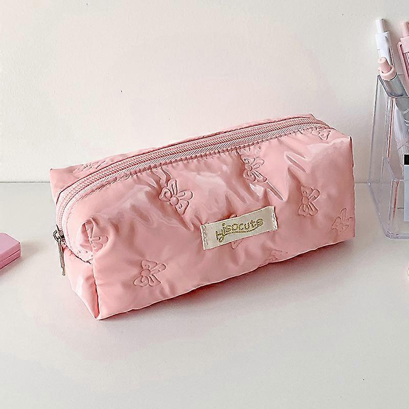 Embossing Solid Color Pencil Case Multi Functional Large Capacity Stationery Organizer Storage Bag Pen Bag Makeup Bag