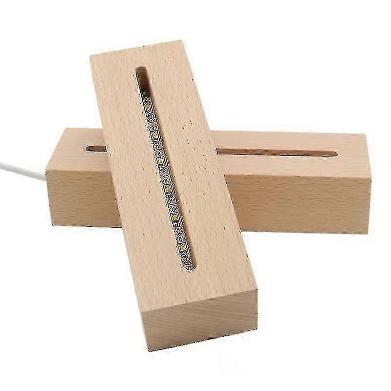 Base LED en bois de hêtre massif rectangulaire pour lampe de lettre en résine verre acrylique résine art bois lumière base d’affichage led stand dropship yalo