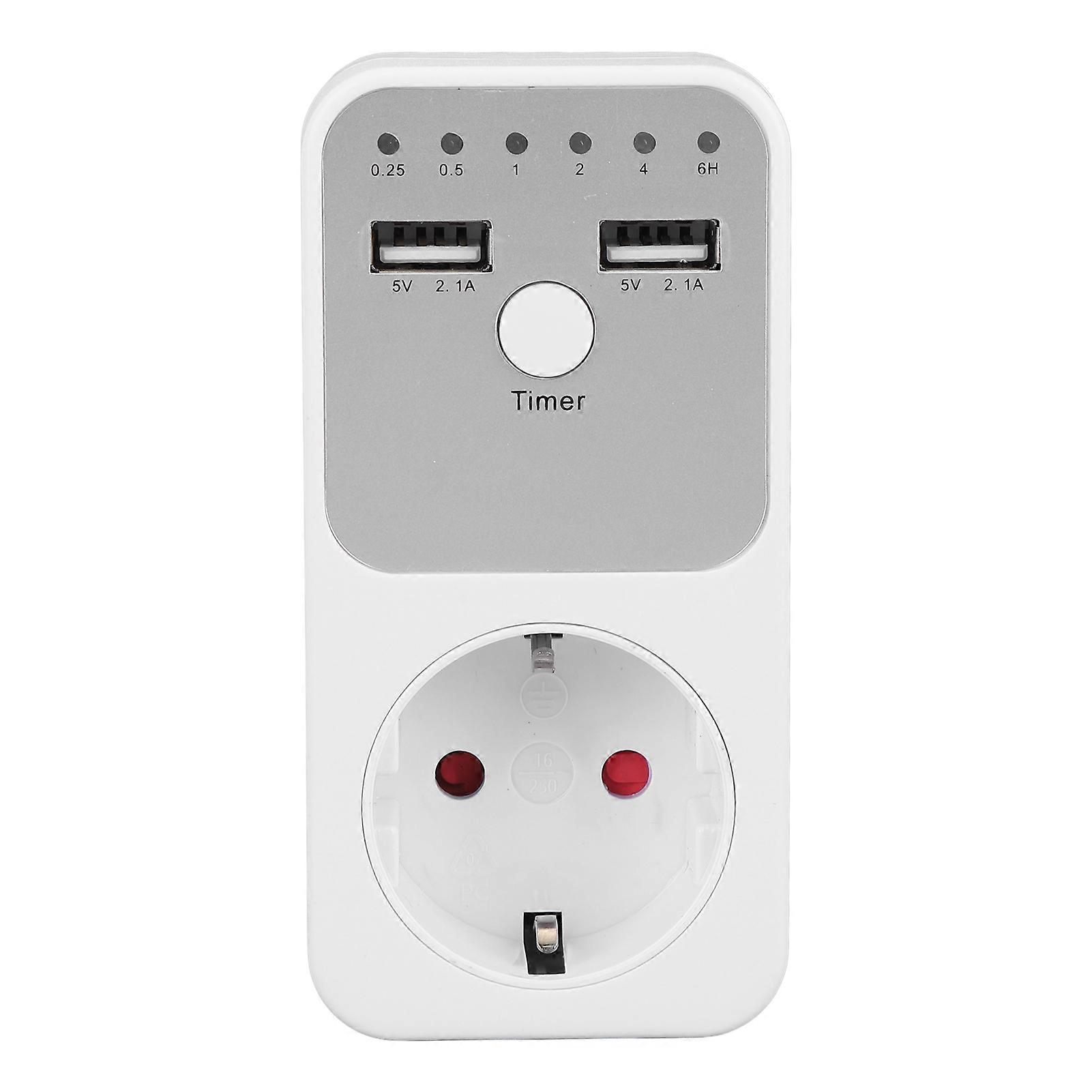 Voltage Protector Socket 3680W 16A Surge Protector Power Outlet with 2 USB Ports and Countdown Timer