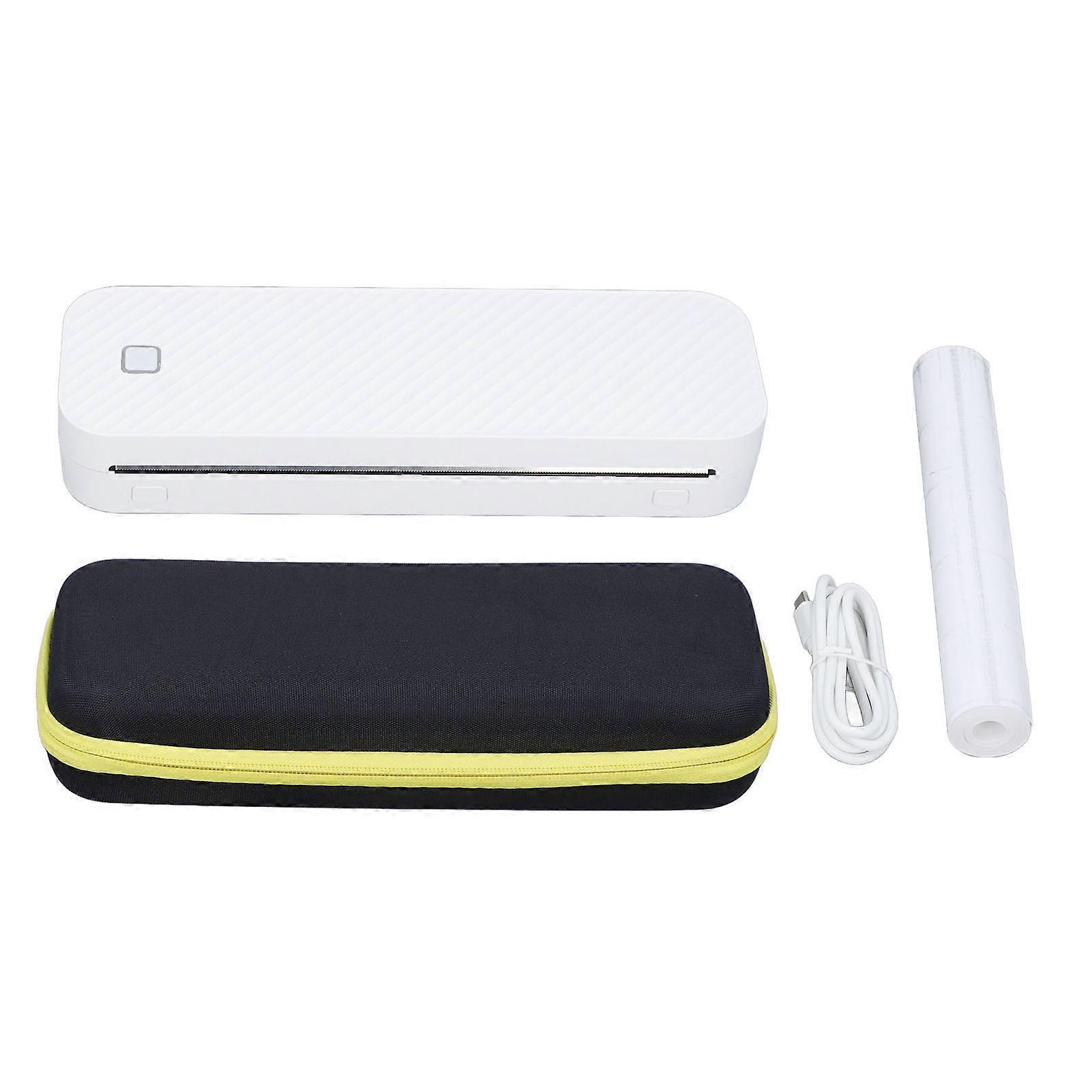 Portable 203dpi A4 Small Bluetooth Wireless Printer with 1 Roll Thermal Paper Storage Bag for Travel Home