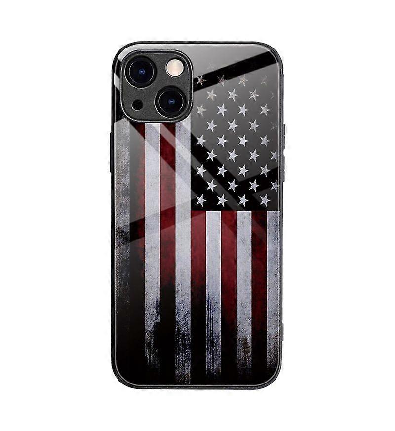 Compatible iPhone13 Case American Flag Pattern Hard PC Back and Soft TPU Sides Scratchproof Shockproof Protective Case for iPhone13