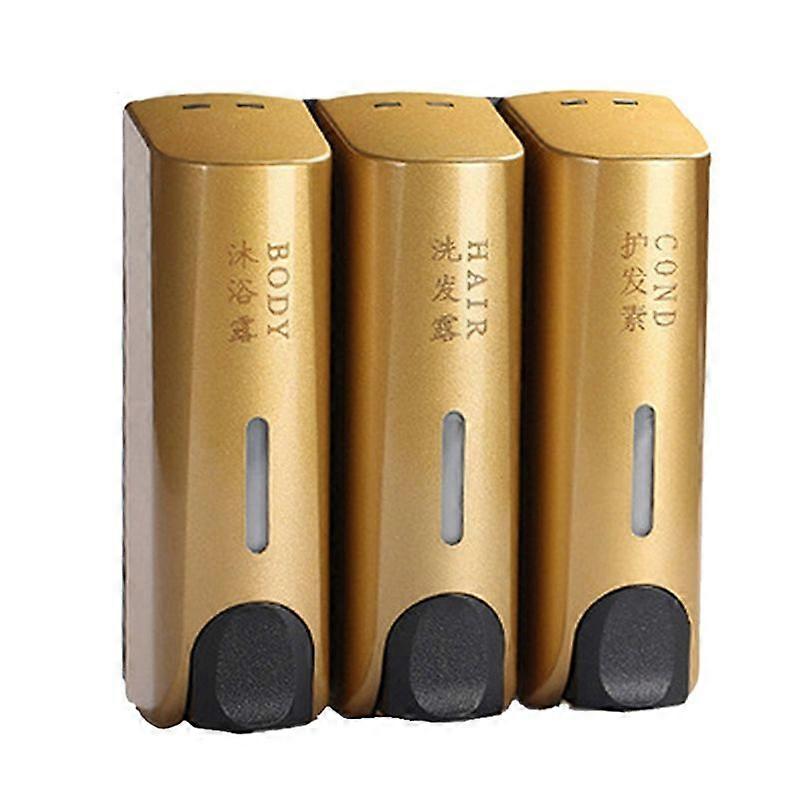 Hand Press Soap Dispenser Three Head Golden