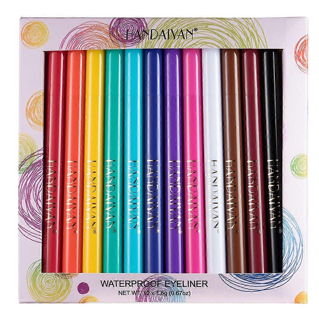12 Colors Matte Colorful Liquid Eyeliner Set Great Versatility Waterproof High Pigmented Smudgeproof