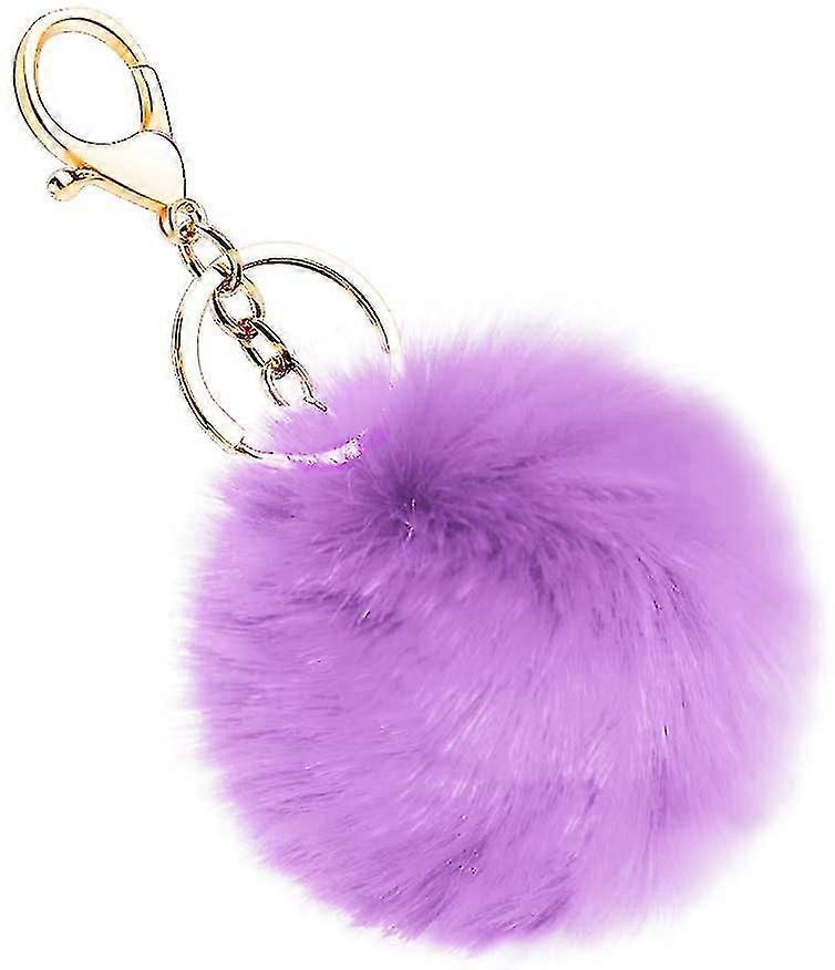 Soft Artificial Rabbit Fur Keychain Pompom Fluffy Ball Keychain Suitcase