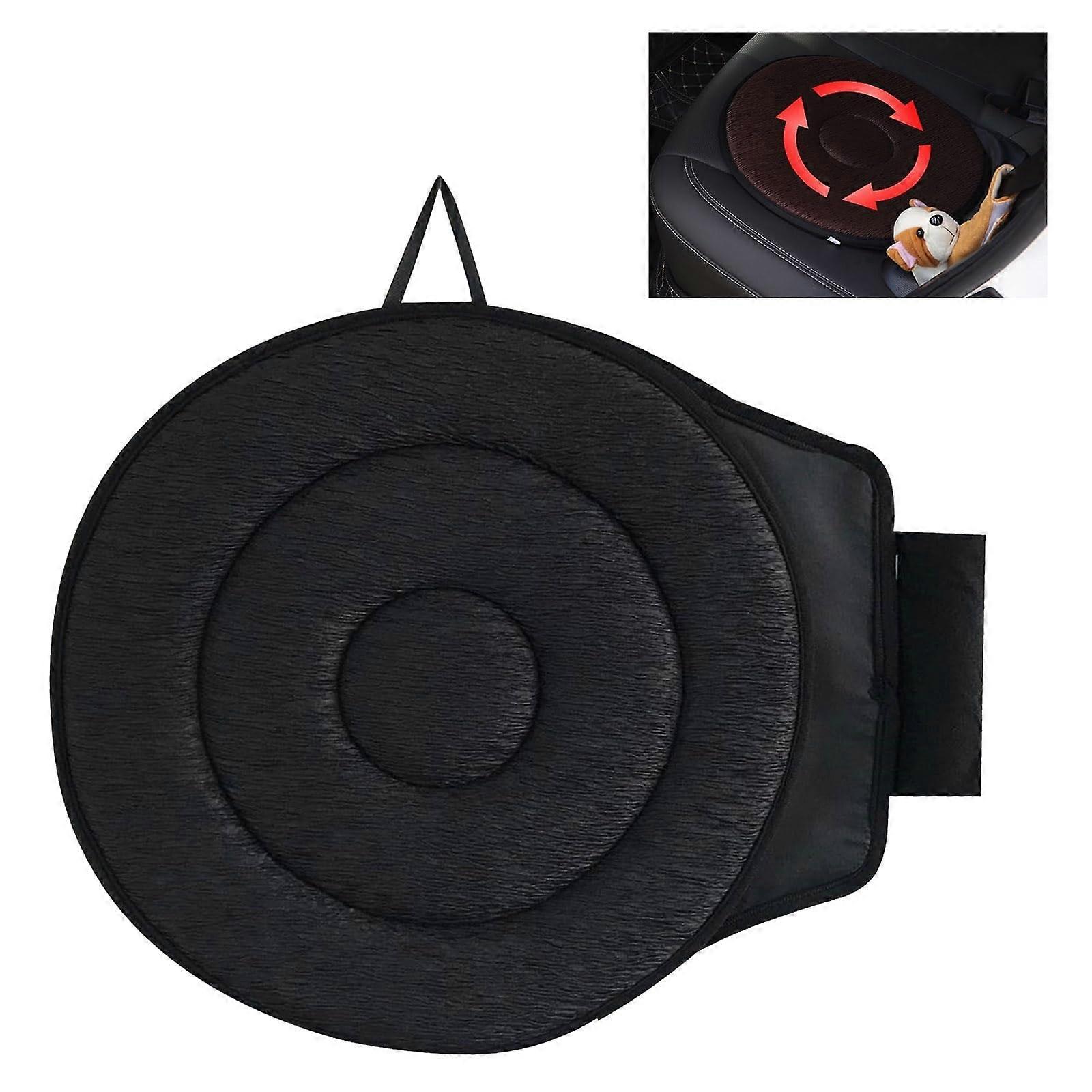 360 Rotating Seat Cushion For Car Elderly Support Memory Foam Non Slip Ergonomic Design Black