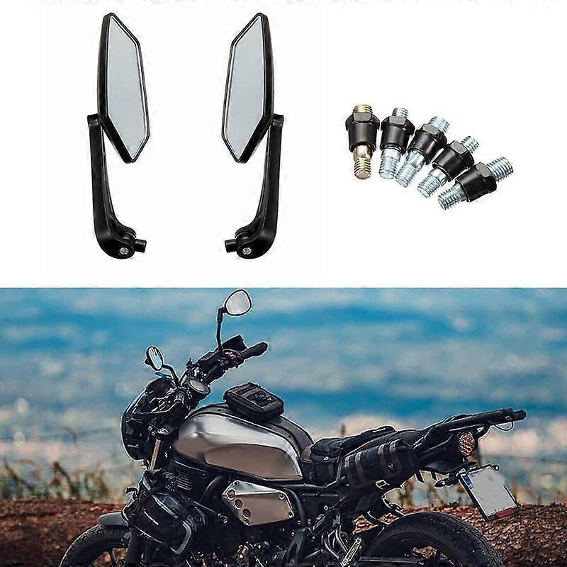 Motorcycle Side Mirrors, 1 Pair Universal Motorcycle Pentagonal Diamond Rearview Mirror