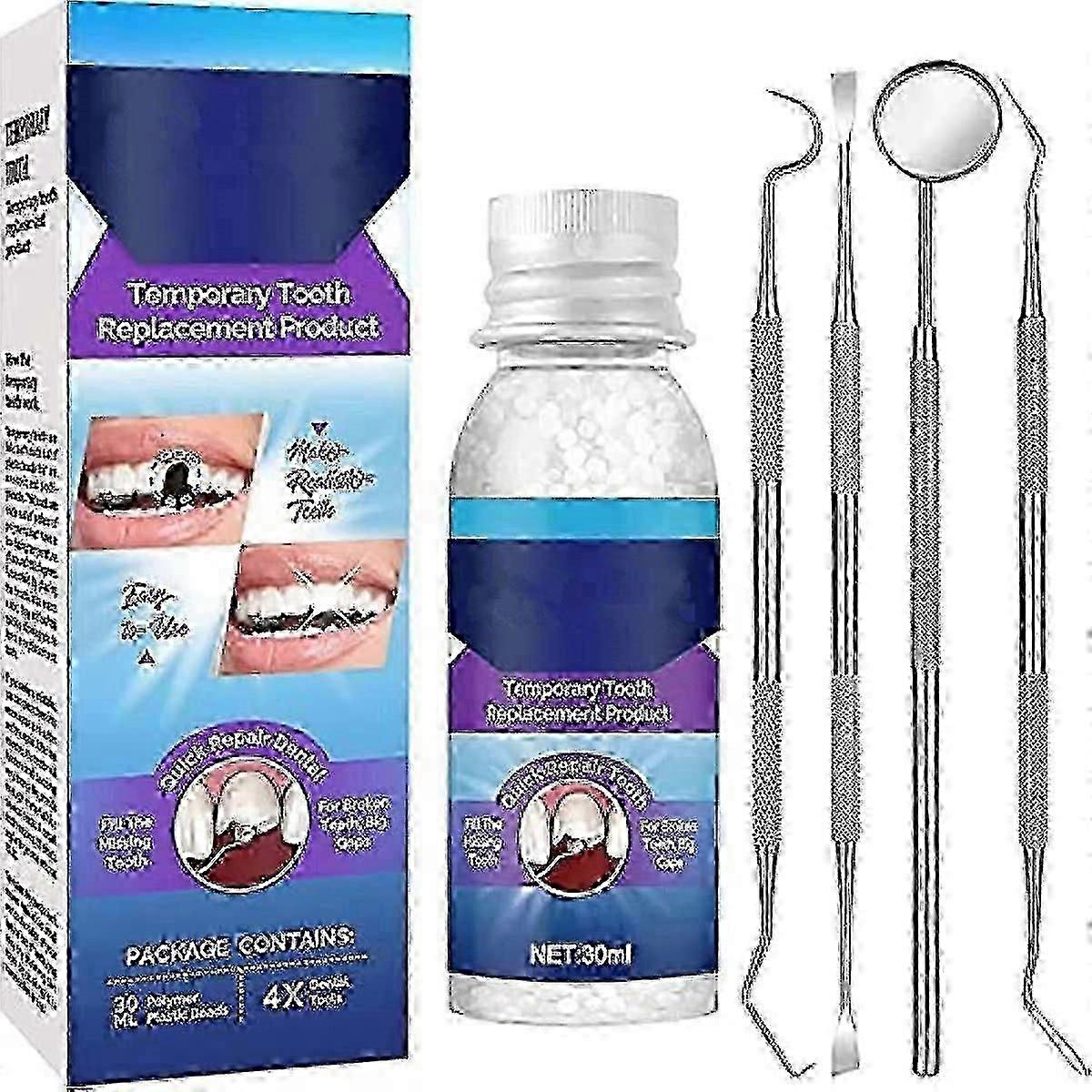 Εξαρτήσεις επισκευής δοντιών, φορμαρισμένα ψεύτικα δόντια επισκευής δοντιών, χάντρες επισκευής οδοντοστοιχιών οδοντοστοιχιών, για τον προσωρινό καθορισμό που γεμίζει σπασμένο δόντι