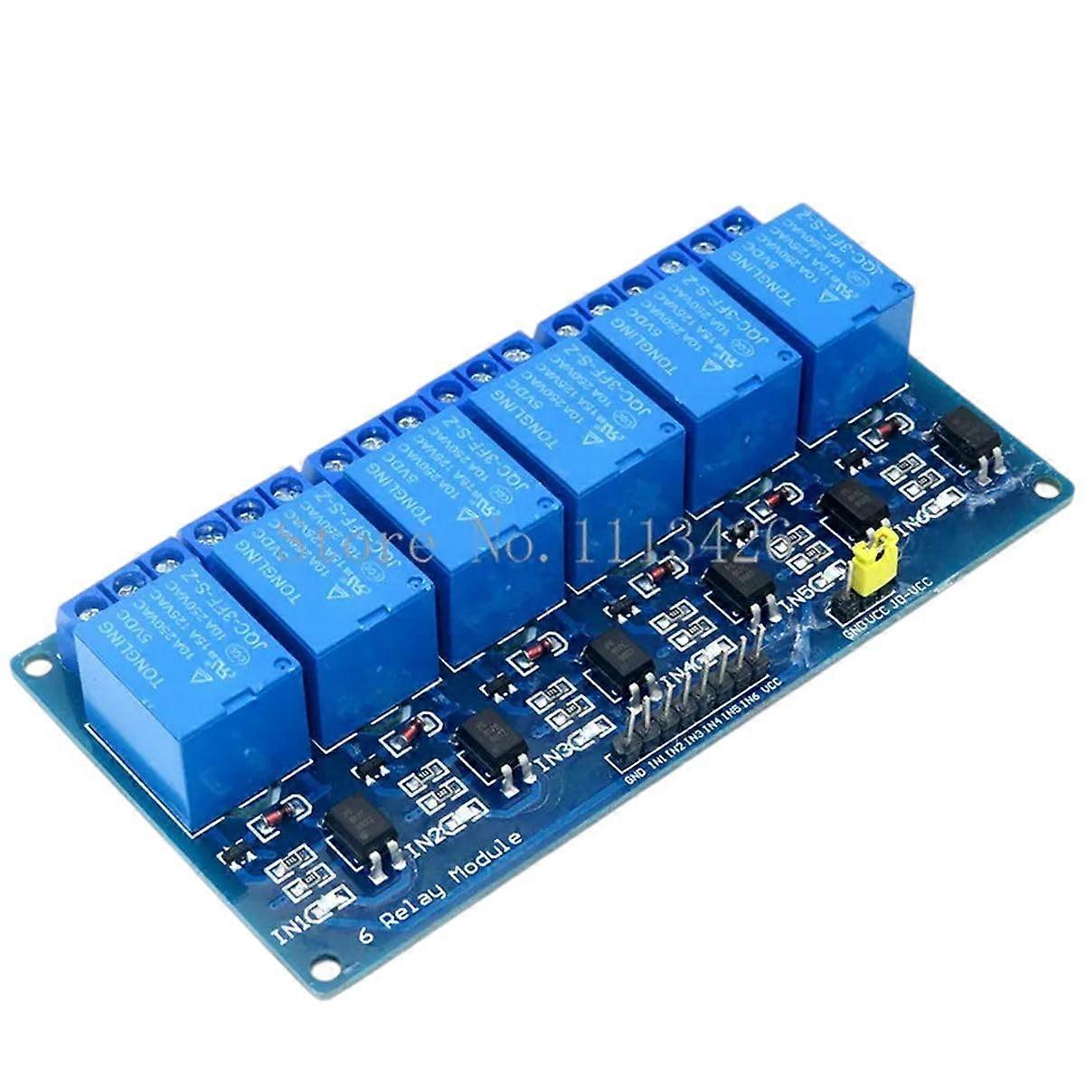 DC 5V 6 Channel Relay Module With Optocoupler Isolation For Arduino And Raspberry Pi Expansion Board