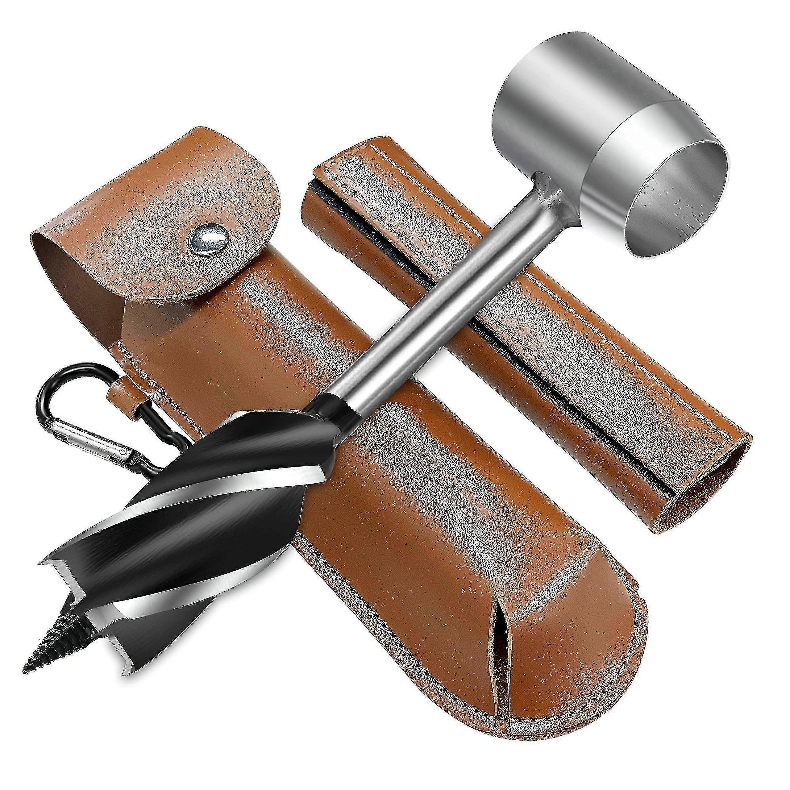 مفتاح ربط يدوي مع مجموعة حفر خشبية محمولة من سكوتش آي للتخييم في الهواء الطلق ومعدات البقاء على قيد الحياة