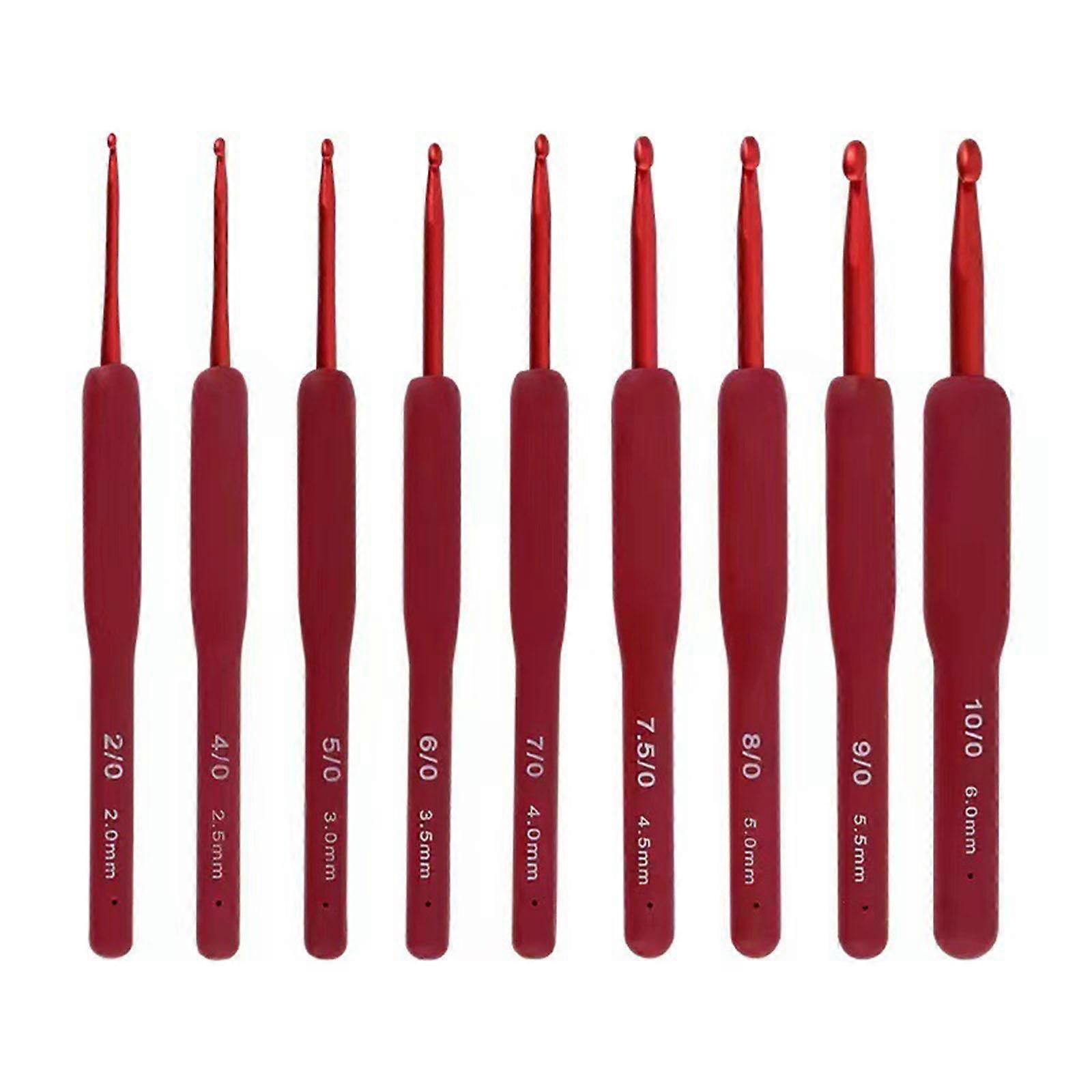 9pcs Crochet Hooks Set Ergonomic Grip Soft Handles Aluminum Crochet Hooks for Arthritis Beginners Smooth Knitting Needle