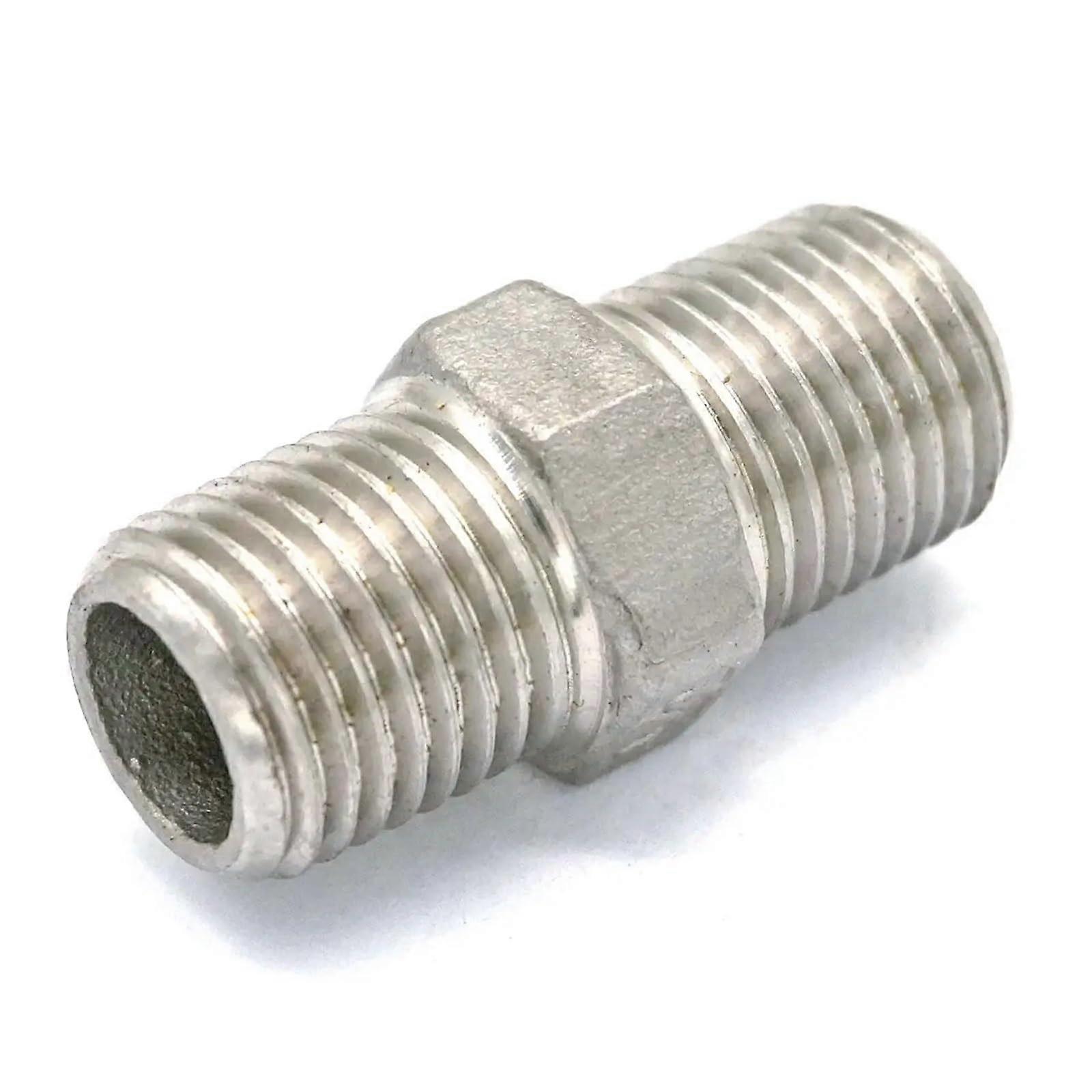 1/4' BSPT Male Thread Hex Nipple Union 304 Stainless Pipe Fitting Connector Coupler Water Oil air 143 PSI