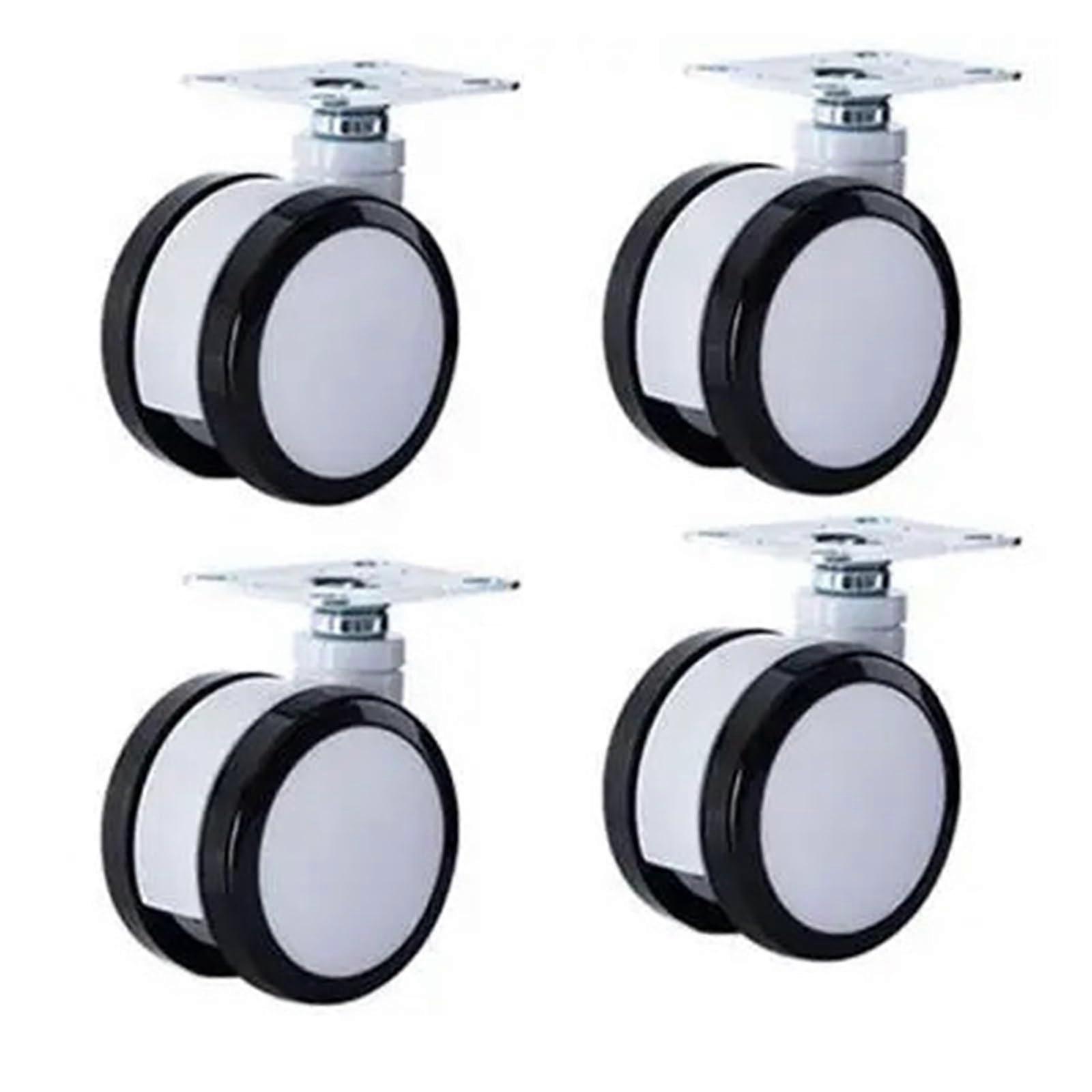 4 Pack of 4inch casters Silent Black and White Double Wheels(Universal)