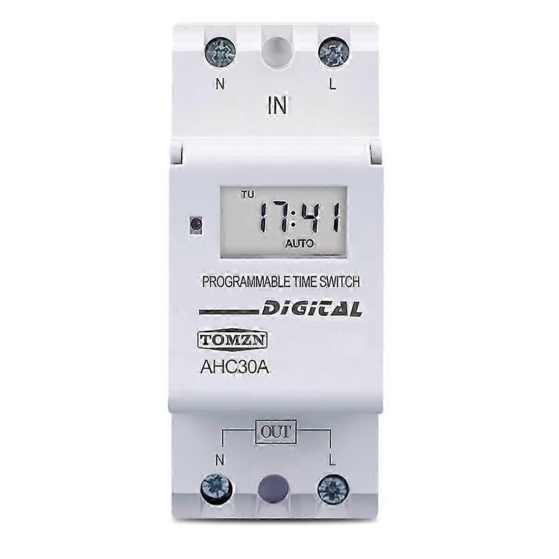 TOMZN Din Rail 2 Wire Weekly 7 Days Programmable Digital TIME SWITCH Relay Timer Control Time Relay