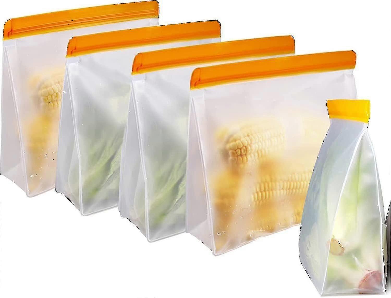 5 Pack Reusable Storage Bags, Reusable Gallon Bags