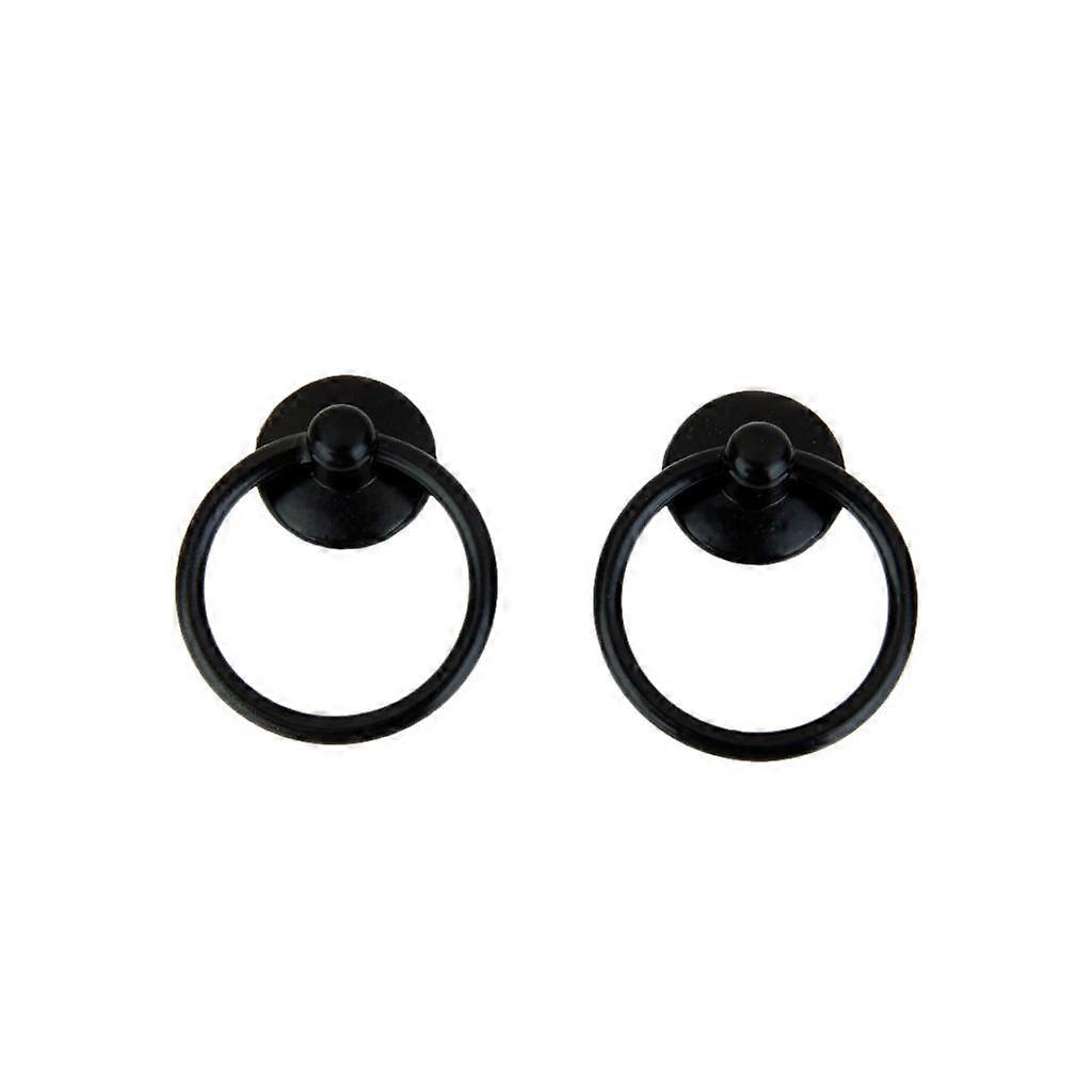 2x Retro Single Hole Knob Door Bin Dresser Drawer Drop Handle Black