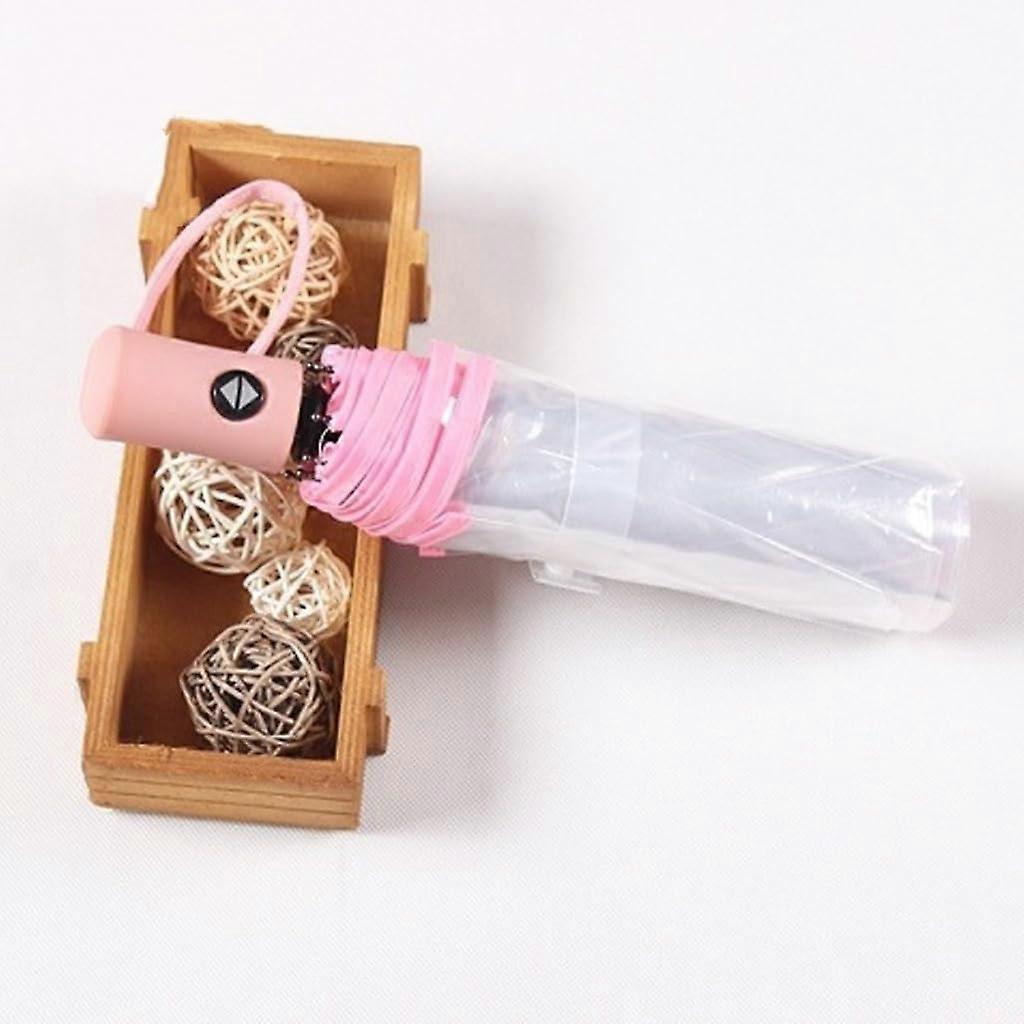 Full Automatic Folding Transparent Umbrella Tri-Fold Windproof Travel Umbrella Clear Canopy Portable Rain Umbrella