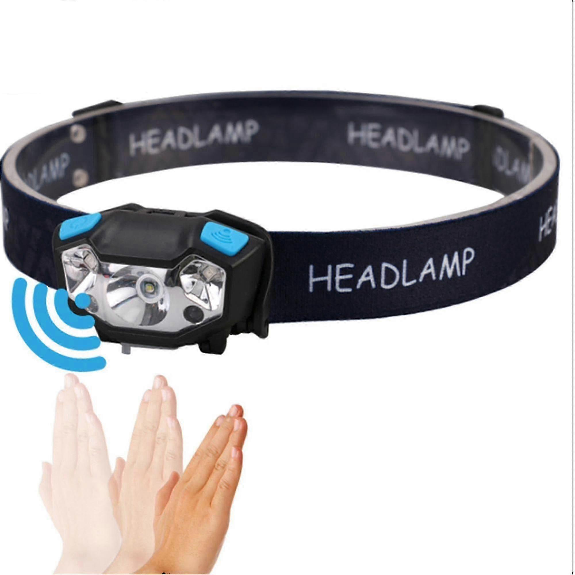 Headlamp 5 Led Light Modes Strong Rechargeable Head Torch Headlight Waterproof