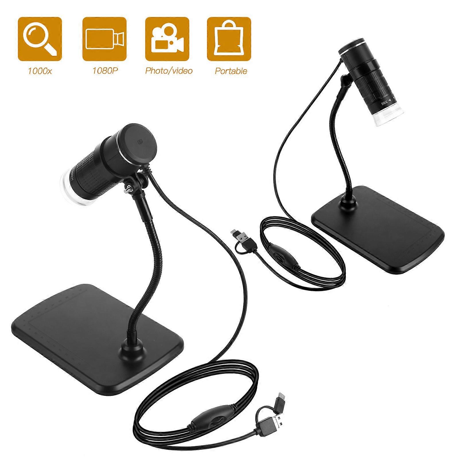 1000X Mobile Phone Microscope Camera 3in1 USB Type-C MicroUSB for Android-Phone for Windows PC Computer Laptop with Stan
