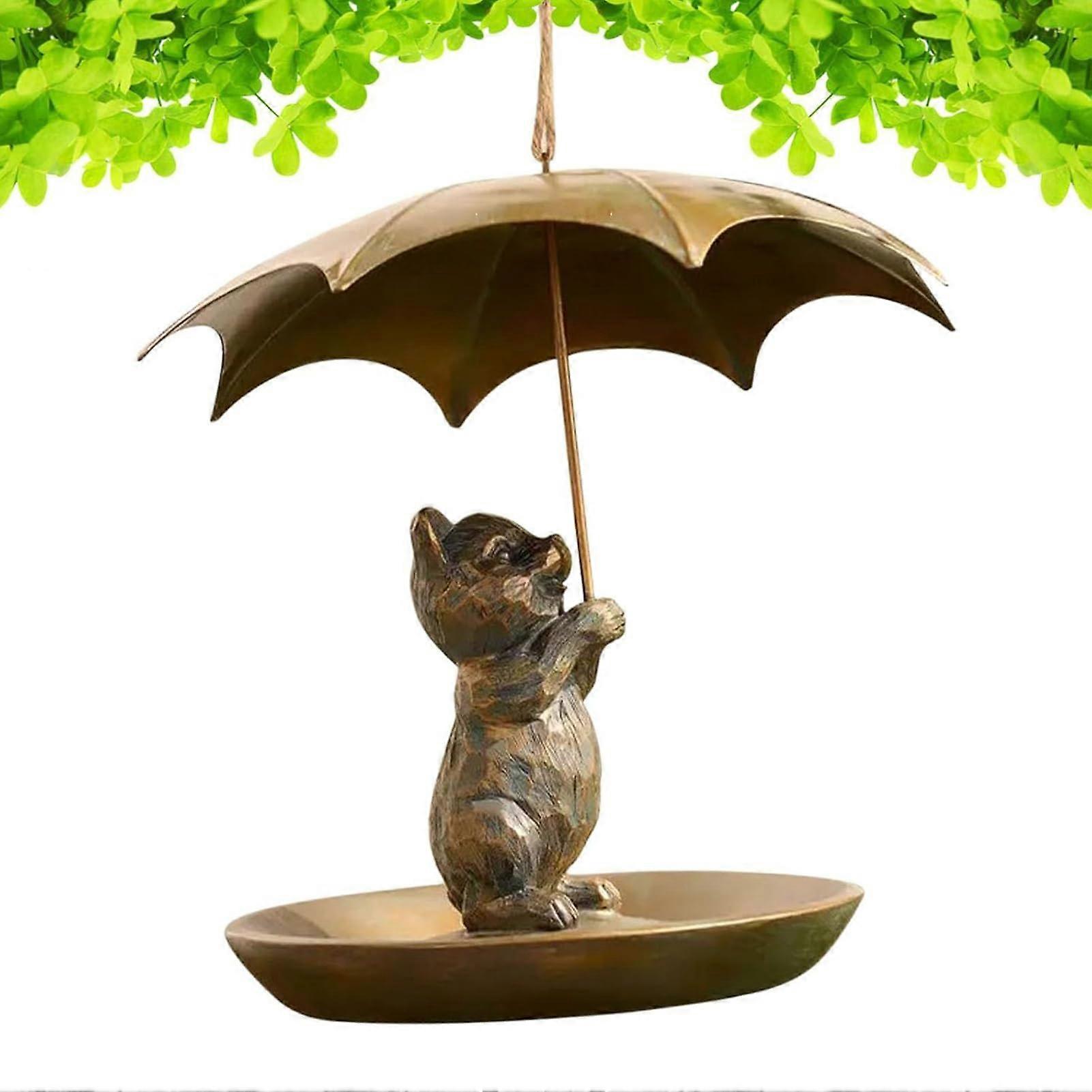 Hummingbird Feeder with Umbrella Design, All-Weather Red and Green Outdoor Bird Feeder for Patios and Lawns