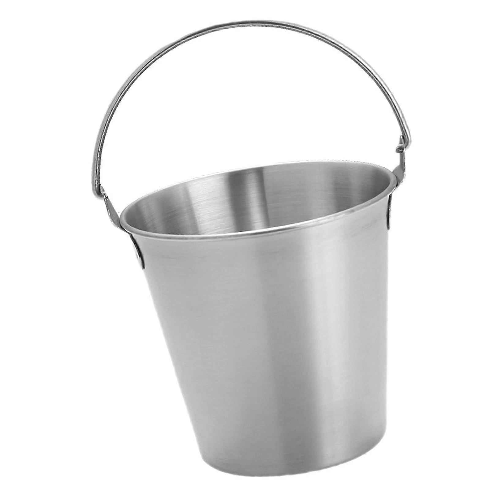 Stainless Steel Mini Beverage Bucket, Dishwasher Safe, Contoured Handle for Chicken Wings, Silver Finish