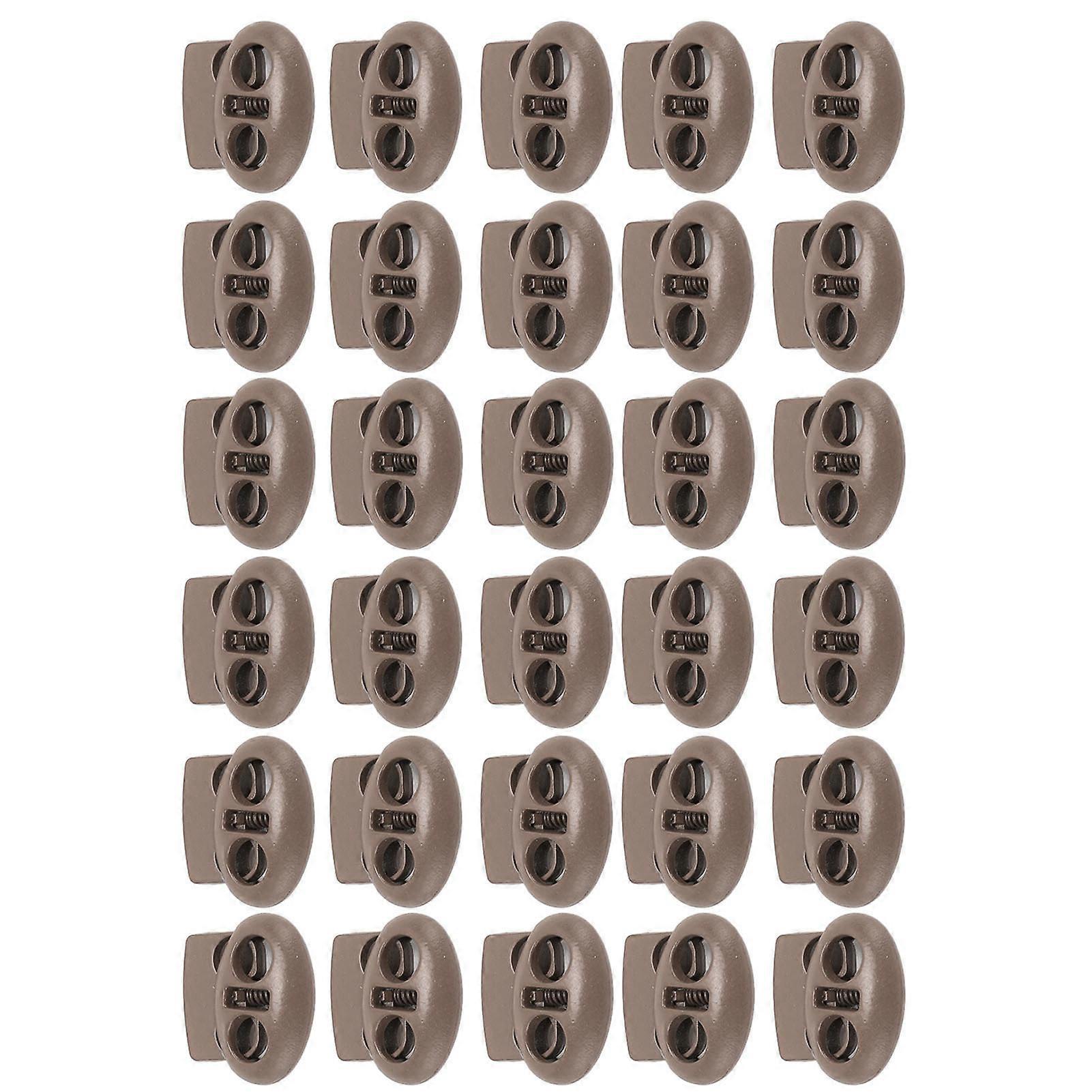 30Pcs Metal Cord Locks Double Hole Zinc Alloy Durable Light Multi Purpose Cord Stopper for Drawstring Backpack Tent Lace Khaki