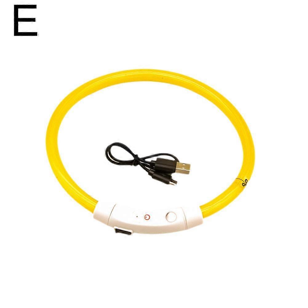 Yellow L(E)$Pet Collar Dog Luminous Collar Night LED Light Fiber Optic Collar USB Rechargeable Luminous Dog Collar Factory Batch