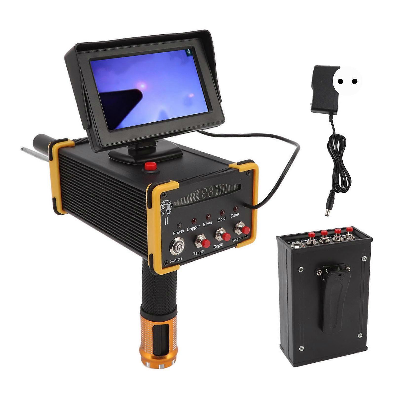 15m Deep Metal Detector Gold Finder Metal Scanner Device Search Range 1000m with GR8000 Screen Yellow Edge 100‑240V EU Plug