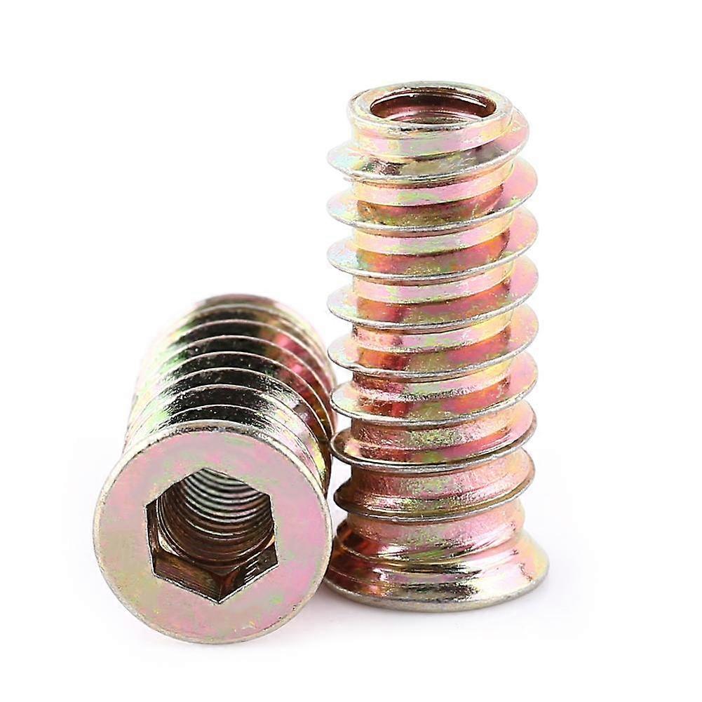 20pcs Carbon Steel Hex Socket Drive Insert Nuts Threaded For Wood Furniture