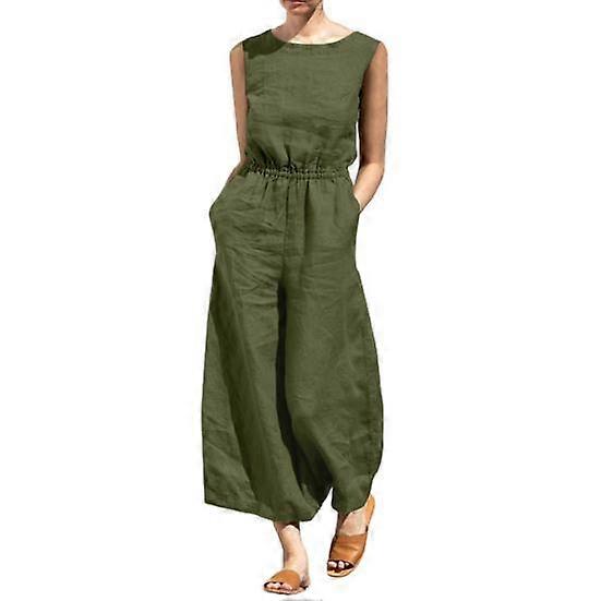Summer Romper Chic Long Loose Type Summer Romper Casual Sleeveless Wide Leg Summer Romper Summer Jumpsuit Clothing