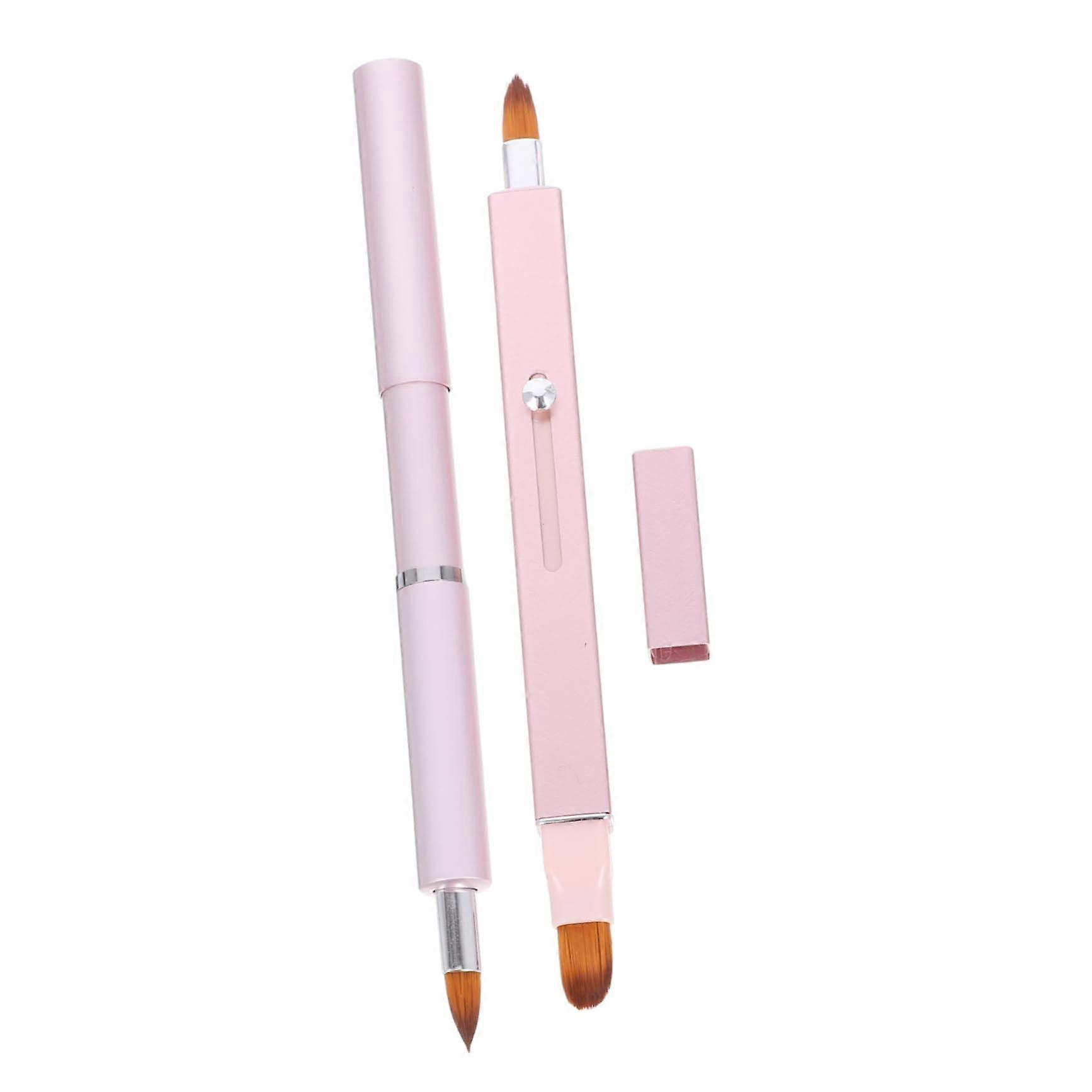Double-ended Retractable Lip Brush Travel Size Set With Soft Bristles, Portable Lipstick Applicator For Women