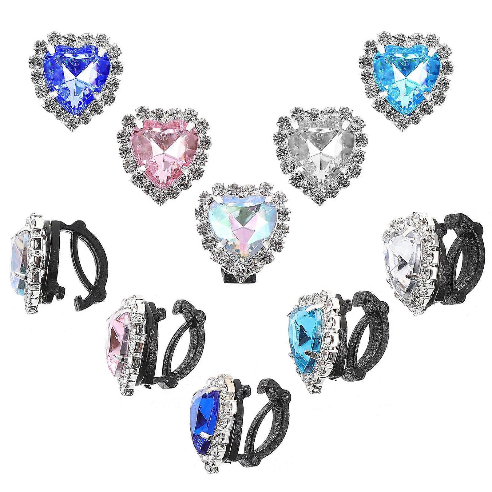 12pcs Rhinestone Heart Shaped Shoelace Clips for Sneakers – Durable DIY Decoration, Secure Lace Fastening, Assorted Colors