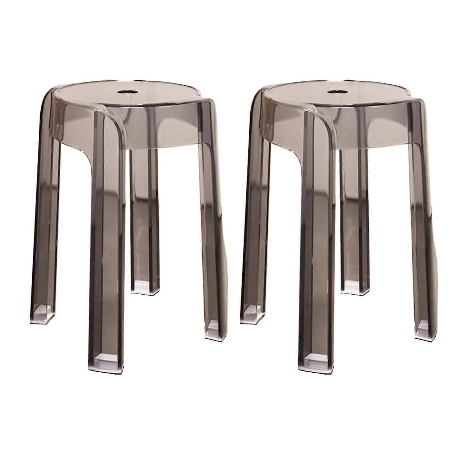 Modern Acrylic Chairs Set of 2 Stackable for Kitchen Dining Bar Cafe (Grey)