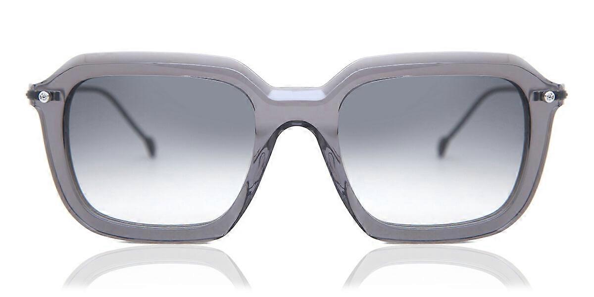 Occhiali da sole unisex quadrati Yohji Yamamoto SL006 M002 con montatura completa, trasparenti, grigio scuro fumé, con protezione UV2, originali.