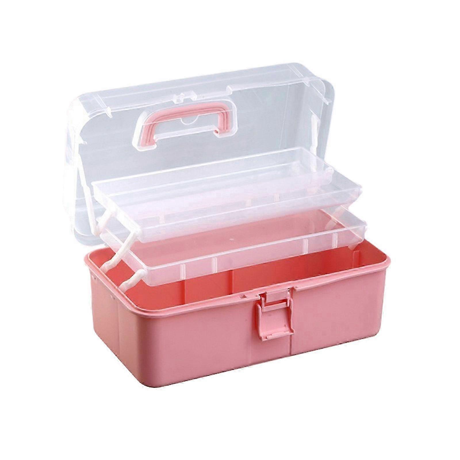 Multi-function Storage Box 3 Layers Storage Case Practical Plastic Storage Box Medicine Storage Box for School OfficeMpink SZRH