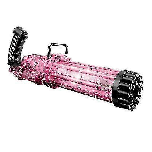 Bubble Machine Toy with 21 Holes for Kids - Light-Up Bubble Maker Ideal for Summer Gifts, Suitable for Indoor and Lawn Use, Pink