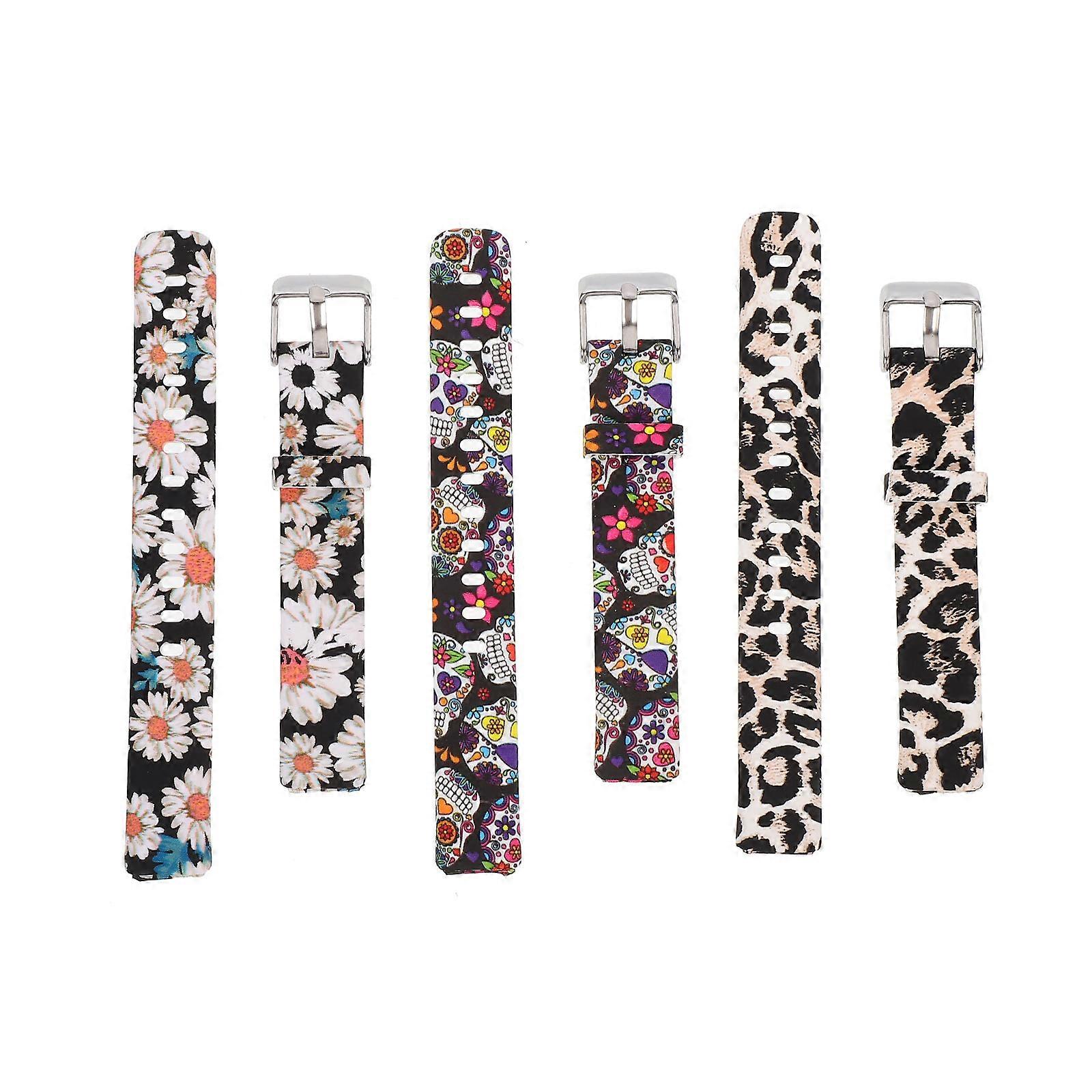 Silicone Smartwatch Band Fashion Color Style Brown Leopard Print Compatible for Fitbit Casual Wear 3 Pcs